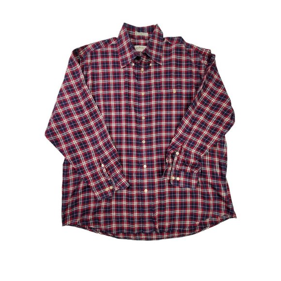 Orvis Mens XL Plaid Flannel Shirt Purple Red - Picture 1 of 5